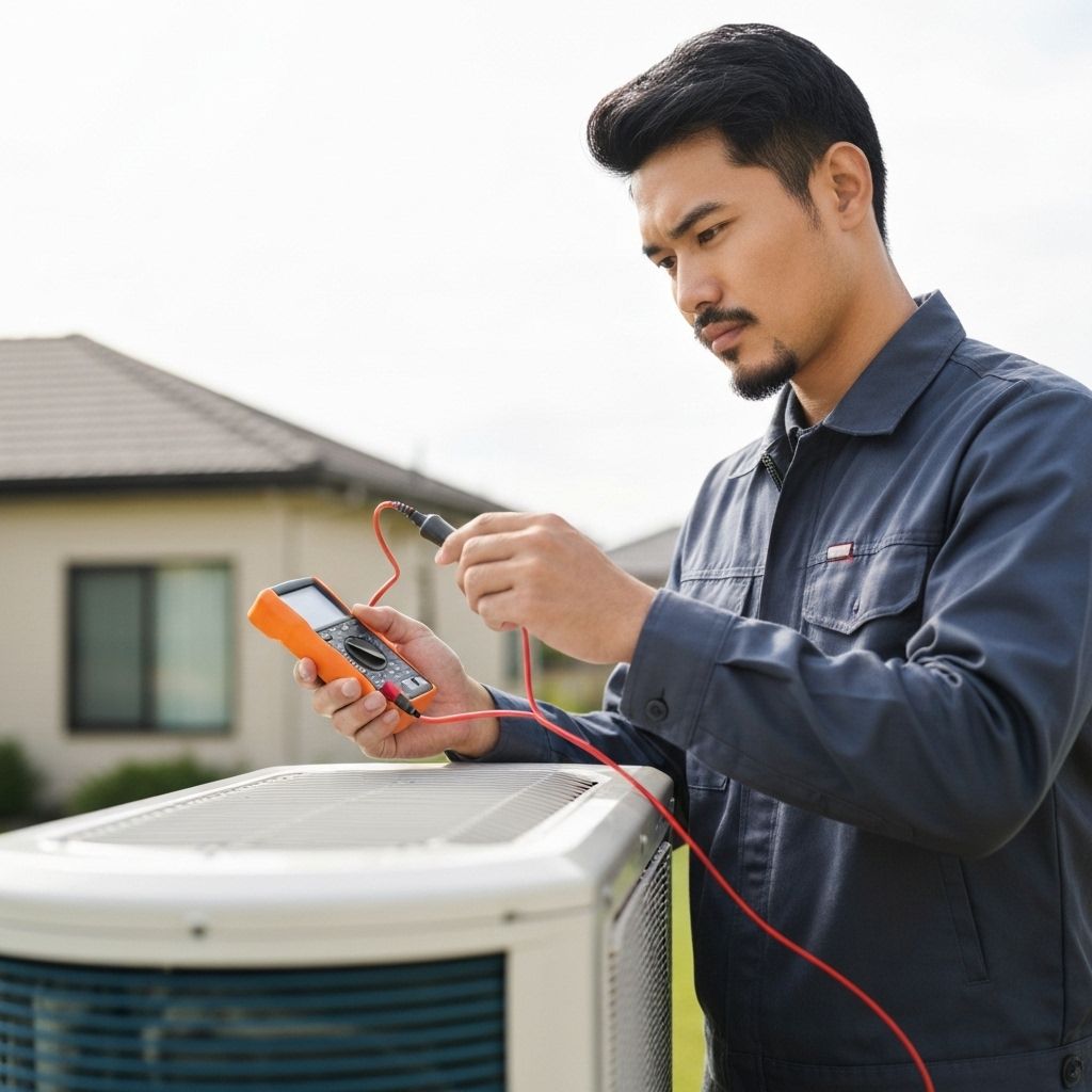 Professional HVAC technician at work